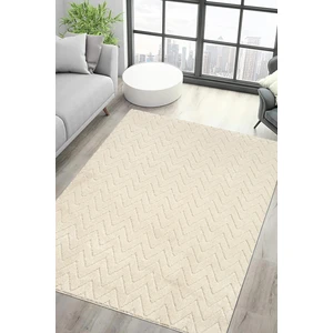 Moopy Krem Bukleli Yumuşak Zikzak Dokuma Yolluk Halı Salon Halısı LP6497_KREM