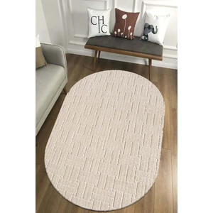 Moopy Oval Krem Bukleli Yumuşak Soft Dokuma Yolluk Halı Salon Halısı LP1001A_KREM