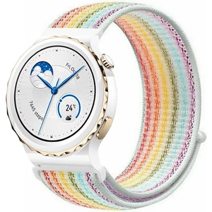 Huawei Watch Gt3 Pro 43MM Seramik ile Uyumlu Kordon Kumaş Desenli Cırt Cırtlı Spor Kayış