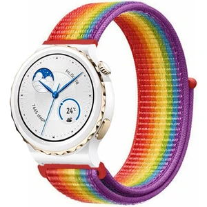 Huawei Watch Gt3 Pro 43MM Seramik ile Uyumlu Kordon Kumaş Desenli Cırt Cırtlı Spor Kayış