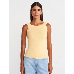 10770 Kare Yaka Askılı Triko Bluz-Sarı