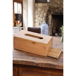 Dikdörgen Bambu Masaüstü Kağıt Peçetelik - Mendil Kutusu