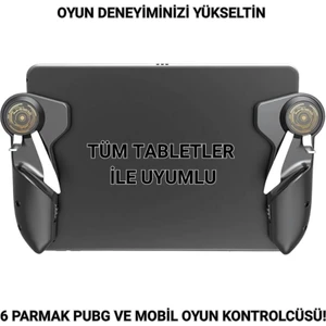 6 Parmak Tüm Tabletler Ile Uyumlu Pubg ve Mobil Oyun Kontrol Adaptörü, Kaymaz Çizmez Joystick