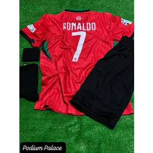 Portekiz Milli Takım R.o.n.a.l.d.o Şampiyonlar Ligi Kırmızı Siyah Çocuk Forması 4lüset ZYN04