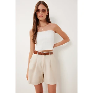 Şehir Boy Keten Şort Bej LMX0007