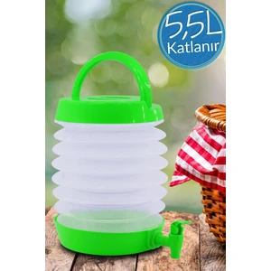 Musluklu Katlanır Su Bidonu Outdoor Akordiyon Kamp Çeşme Piknik Damacana Içecek Şişesi Kova Yeşil.