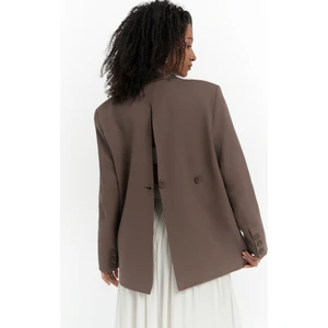 Solara Arkası Düğmeli Mocha Blazer