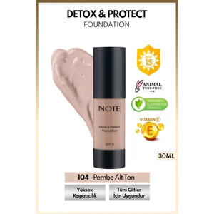Note Cosmetics Detox & Protect Foundation Spf 15 Yoğun Kapatıcı Saten Bitişli Fondöten - 104 Sandstone