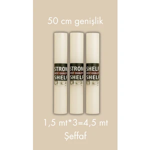 50 cm 1,5 Metre * 3 Adet Şeffaf Renk Kaymaz Dolap Raf Çekmece Örtüsü - Eva Malzeme - Şeffaf