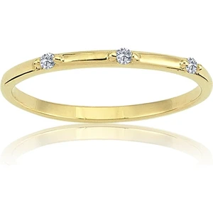 Fasek Gold Gümüş Yüzük - Üç Taş Minimal Evlilik Alyansı-925 Ayar Üç Taş Gümüş Hediye Yüzük-Gümüş Alyans Yüzük