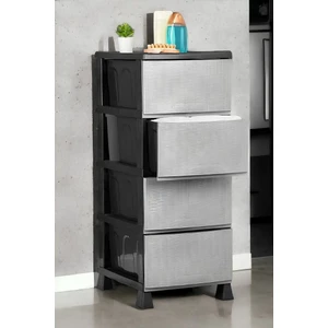 Büyük Boy 4 Katlı Hasır Kapaklı Çok Amaçlı Şifonyer Sebzelik Komodin Düzenleyici