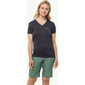 Jack Wolfskin V Yaka Koyu Gri Kadın T-Shirt 1801693_1388 Crosstraıl T Women