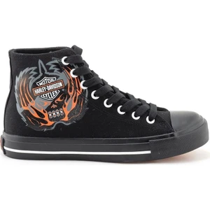 Harley Davidson Plano Kadın Siyah Keten Spor Ayakkabı