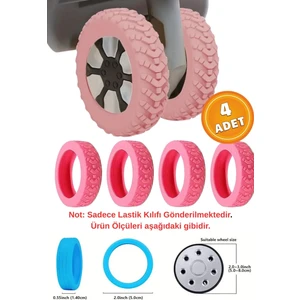 4 Adet Pembe Bavul Tekerlek Kılıfı Valiz Tekerleği Silikon Aşınmaya Dayanıklı Ses Önleyici
