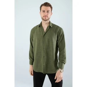  Mevsimlik Keten Dokulu Uzun Kollu Oversize Erkek Geniş Kalıp Gömlek(Ürün Geniş Kesimdir)