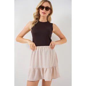 Kadın Ayrobin Mini Etek 8054 - Krem