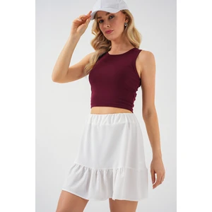 Kadın Ayrobin Mini Etek 8054 - Beyaz