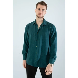  Mevsimlik Keten Dokulu Uzun Kollu Oversize Erkek Geniş Kalıp Gömlek(Ürün Geniş Kesimdir)