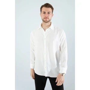  Mevsimlik Keten Dokulu Uzun Kollu Oversize Erkek Geniş Kalıp Gömlek(Ürün Geniş Kesimdir)