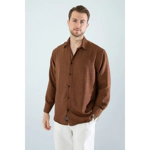 Mevsimlik Keten Dokulu Uzun Kollu Oversize Erkek Geniş Kalıp Gömlek(Ürün Geniş Kesimdir)