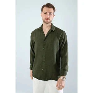  Mevsimlik Keten Dokulu Uzun Kollu Oversize Erkek Geniş Kalıp Gömlek(Ürün Geniş Kesimdir)