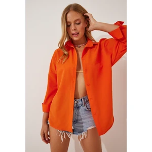 Oversize Basic Gömlek LDD0003 CANLI ORANJ