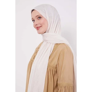 Krem Soyut Lale Desen Jakar Capri Şal