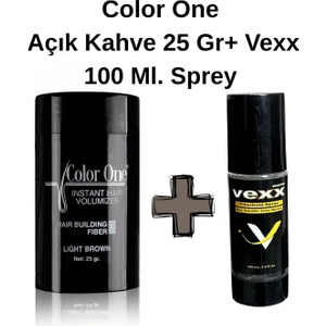 Color One  25 Gr. Açık Kahve Hair Fiber  Saç Tozu,topik + Vexx 100 Ml. Sabitleyici Sprey Set