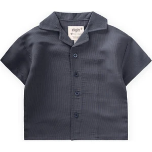 Hawai Çizgili Modal Gömlek 1-8 Yaş Antrasit