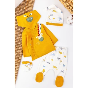 Zürafa Temalı 5 Parça Erkek Bebek Hastane Çıkışı Bebek Takımı