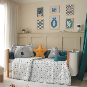 Joyful Kids Space Uzay Temalı Pamuk Müslin Uyku Seti – Koala, Yıldız ve Roket Yastıklı, Bebek ve Çocuk Odası Için