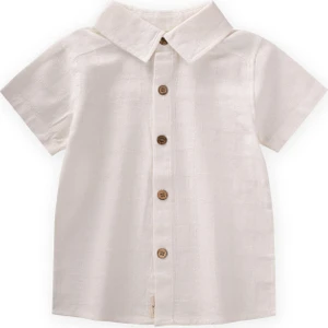 Kare Desenli Gömlek 2-10 Yaş Ekru