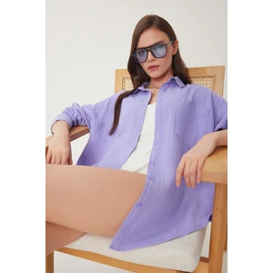 Oversize Basic Müslin Gömlek LMX0002 LİLA