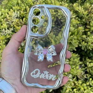 Samsung Galaxy A55 Kılıf Gümüş Taşlı Darbe Önleyici Silikon Kapak