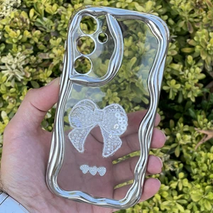 Samsung Galaxy A55 Kılıf Gümüş Taşlı Darbe Önleyici Silikon Kapak