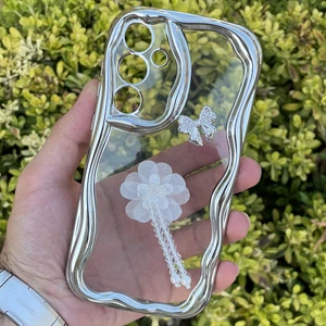 Samsung Galaxy A55 Kılıf Gümüş Taşlı Darbe Önleyici Silikon Kapak