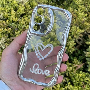 Samsung Galaxy A55 Kılıf Gümüş Taşlı Darbe Önleyici Silikon Kapak