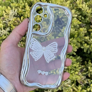 Samsung Galaxy A55 Kılıf Gümüş Taşlı Darbe Önleyici Silikon Kapak