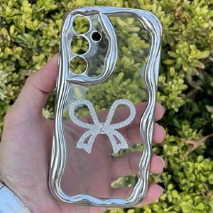 Samsung Galaxy A55 Kılıf Gümüş Taşlı Darbe Önleyici Silikon Kapak