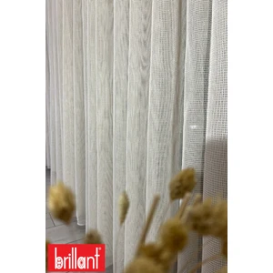 Örme Bej 1/2,5 Normal Pileli Ütü Istemez Kırışmaz Düz File Tül Perde