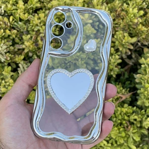 Samsung Galaxy A55 Kılıf Gümüş Taşlı Darbe Önleyici Silikon Kapak