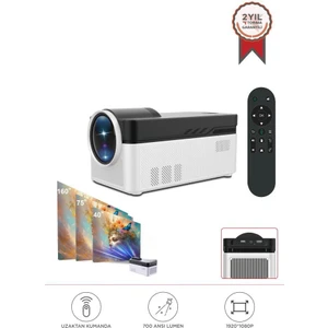 HY450 Beyaz Taşınabilir Ev Sinema Android Akıllı 8k-4k 1080 P Bt5.4  Projeksiyon