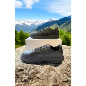 Siyah Iki Bantlı Unisex Günlük Hafif Taban Sneaker Spor Ayakkabı