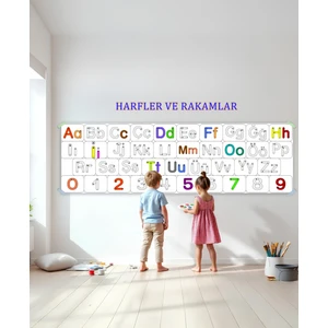 Harf ve Rakamlar Temalı Dev Boyama Kağıdı 2,5 Metre Rulo Boyama Kağıdı Çocuk Anaokulu ve Kreşler için Aktivite Çocuk Eğitici Boyama