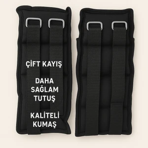 El ve Ayak Bilek Ağırlığı 2x1 kg Kum Torbası Korsesi Ağırlık Kas Güçlendirmek Pilates 1kg Siyah Set