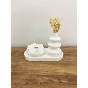 Lotus Mum ve Dekoratif Vazo Seti – 3 Parça Iskandinav Tarz