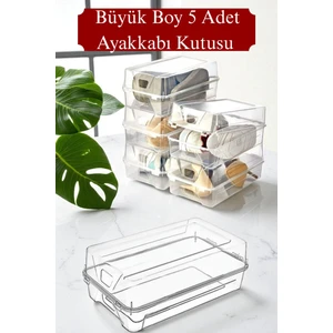 5'li Set Büyük Boy Kadın ve Erkek Ayakkabı Saklama Kutusu