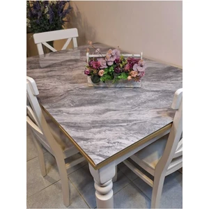 Başak Ev Tekstili Kalın Pvc Masa Koruyucu – 1.2 mm Mika Örtü, 80 cm En, Mermer Desen