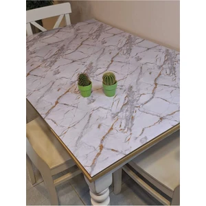 Başak Ev Tekstili Kalın Pvc Masa Koruyucu – 1.2 mm Mika Örtü, 70 cm En, Mermer Desen