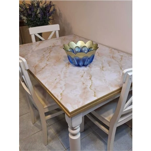 Başak Ev Tekstili Kalın Pvc Masa Koruyucu – 1.2 mm Mika Örtü, 80 cm En, Mermer Desen